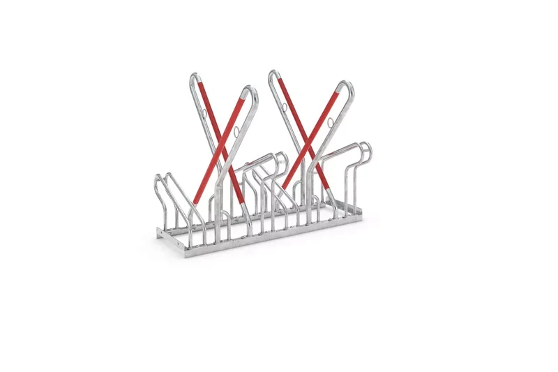 Fahrradparksystem 2514 XBF mit Anlehnbügel fur 4 Fahrräder, Reifenbreite Max.55 mm, Zweiseitig, B.1080xH.856xT.1200 mm, Stahl feuerverzinkt