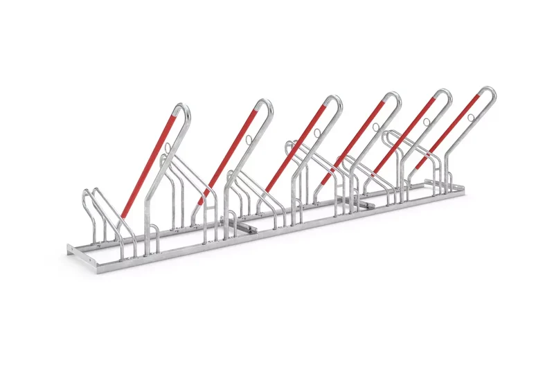 Fahrradparksystem 2506 XBF mit Anlehnbügel fur 6 Fahrräder, Reifenbreite Max.55 mm, Einseitig, B.3000xH.856xT.944 mm, Stahl feuerverzinkt