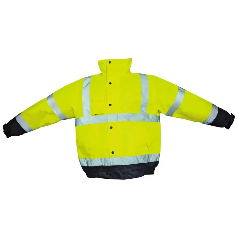 Warnschutz-Pilotenjacke mitPU-Beschichtung, leuchtgelb/marine, Gr.L