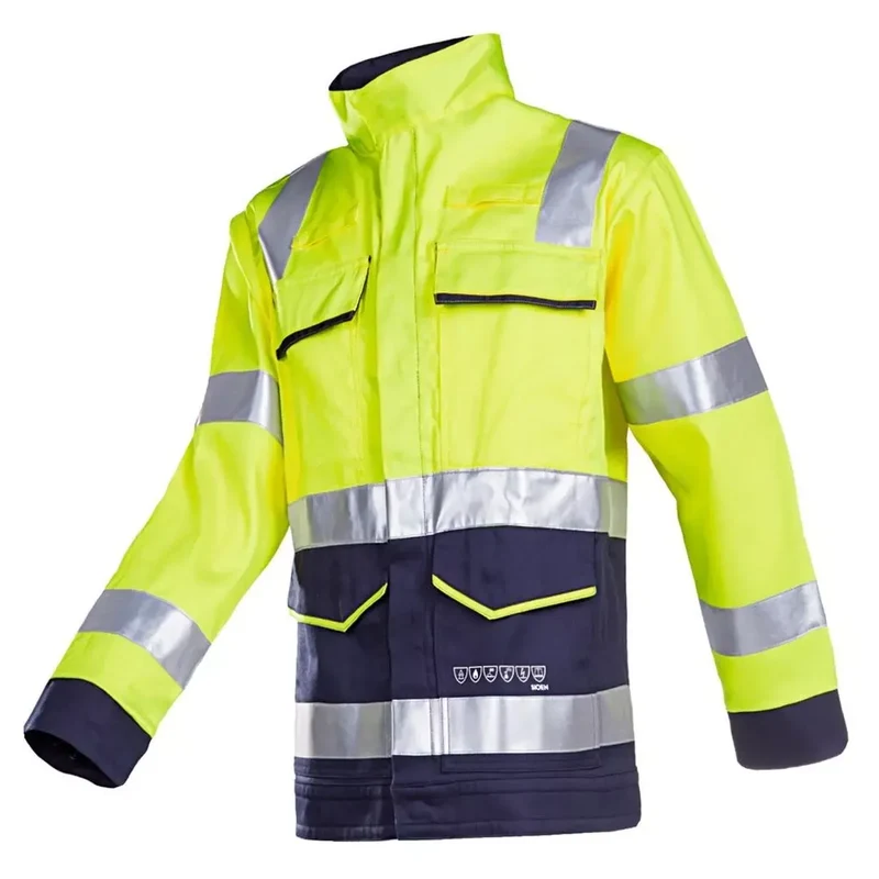 Warnschutz-Jacke m. Störlicht. Millau, Farbe leuchtgelb/marine, Gr. 52
