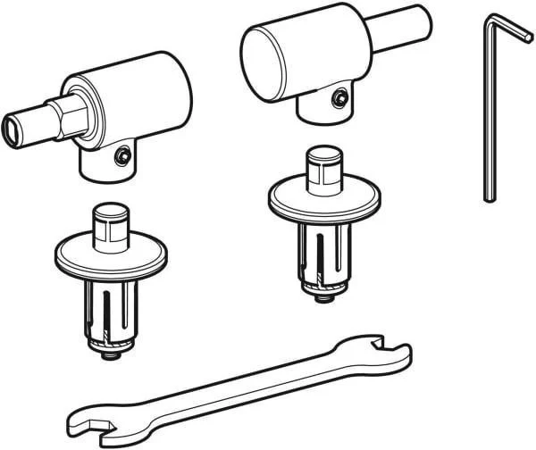 GEBERIT Set Scharniere für Urinaldeckel Flow mit Absenkautomatik – 2 Stück inkl. Montagewerkzeug