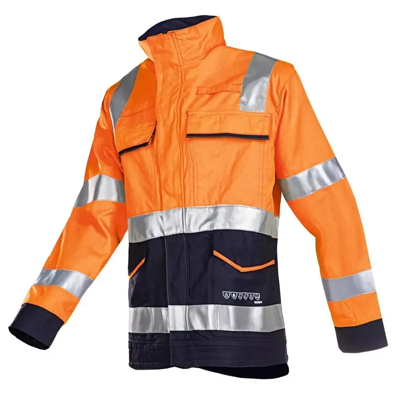 Warnschutz-Jacke m. Störlicht. Larrau, Farbe leuchtorange/marine, Gr. 48