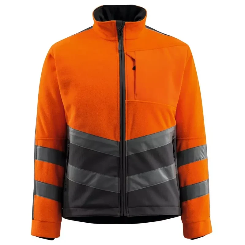 Warnschutz-Fleecejacken Sheffield, Farbe HiVis orange/dunkelanth., Gr.M