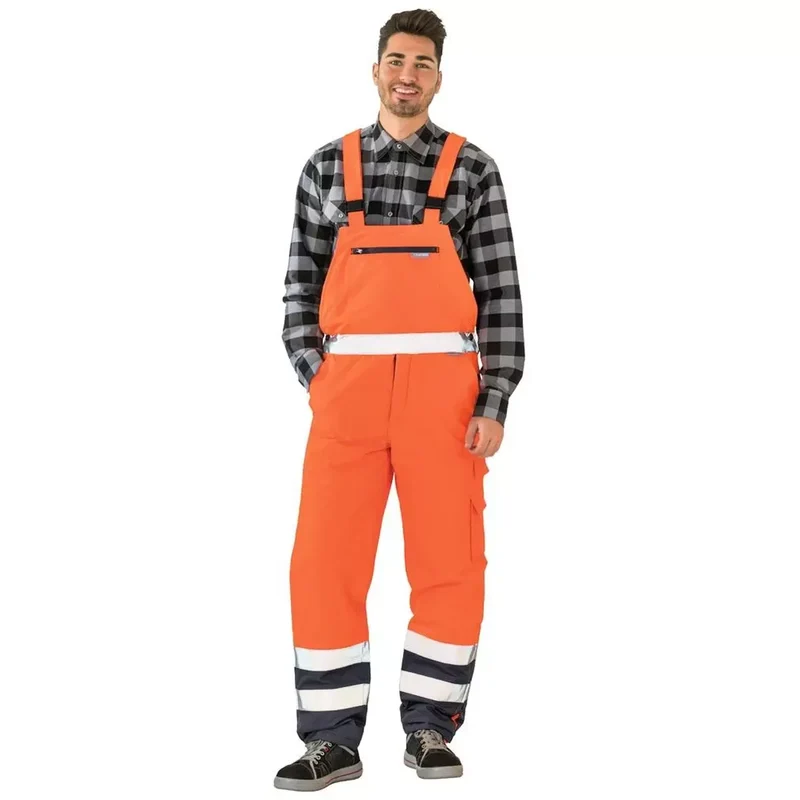 Warnschutz Winter-Latzhose, Farbe orange/marine, Gr.S