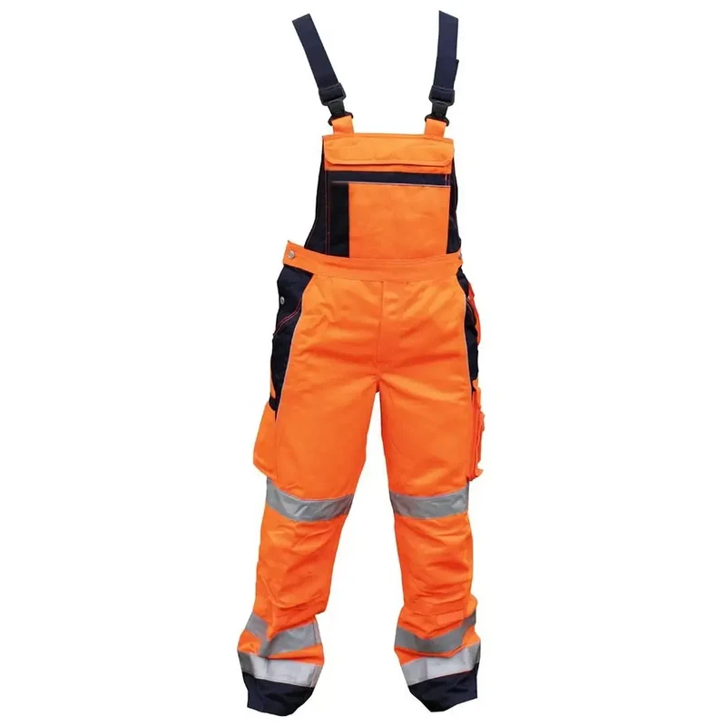 Warnschutz-Latzhose zweifarbig, Farbe warnorange/marine, Gr. 58
