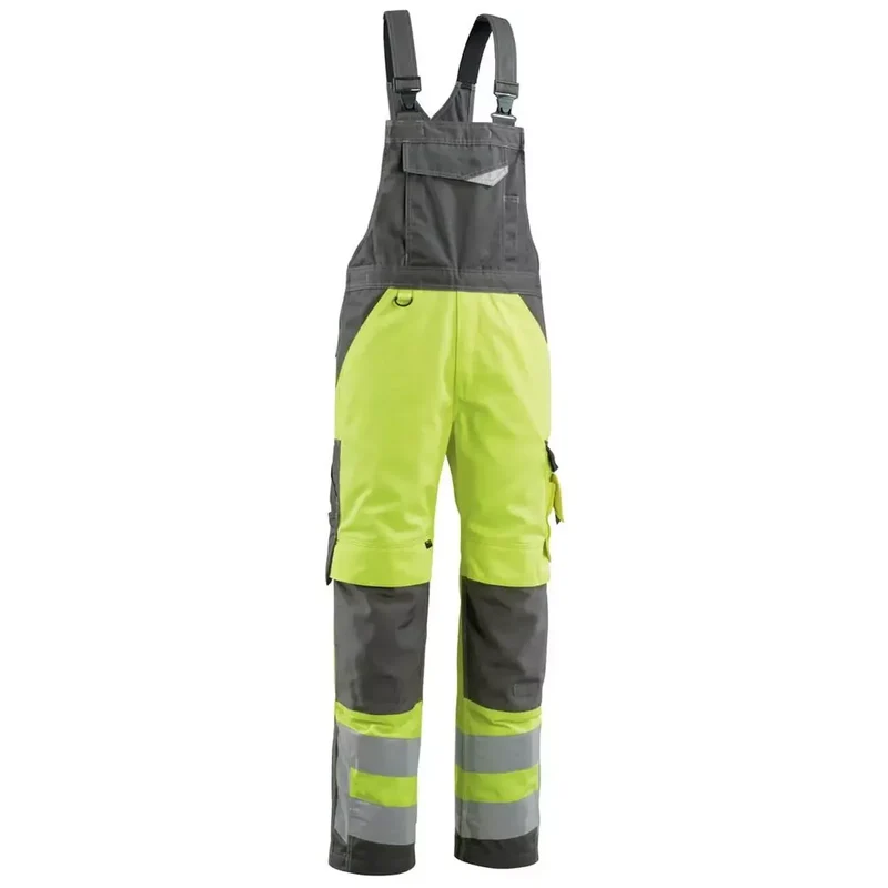 Warnschutz-Latzhose Newcastle, Farbe HiVis gelb/dunkelanth., Gr. 82C56