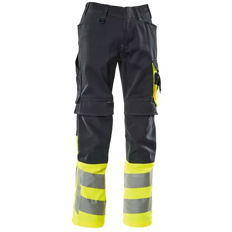 Warnschutz-Bundhose Leeds, Farbe schwarzblau/HiVis gelb, Gr. 82C44