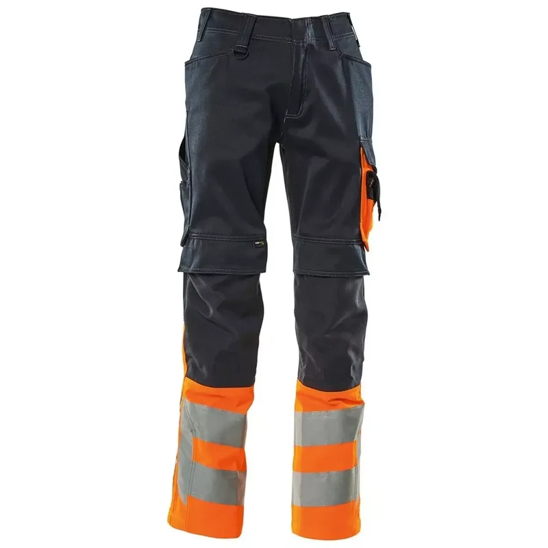 Warnschutz-Bundhose Leeds, Farbe schwarzbl./HiVis orange, Gr. 82C52