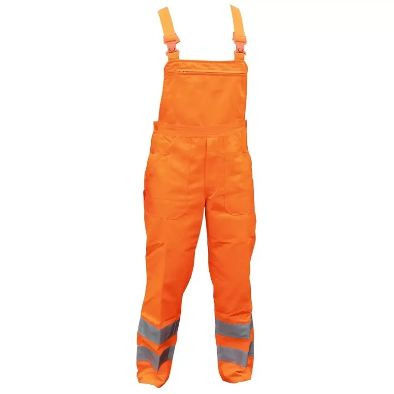 Warnschutz-Latzhose einfarbig, Farbe warnorange, Gr. 58