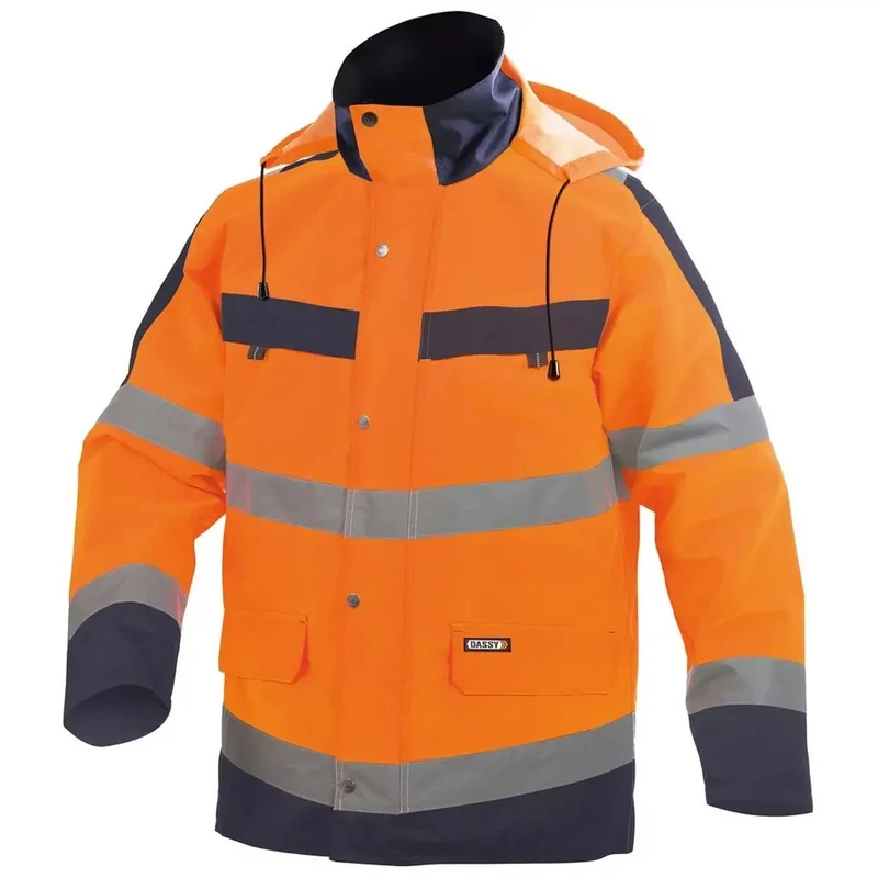 Warnschutz Regen-Parka Atlantis, Farbe neonorange/dunkelblau, Gr. 3XL