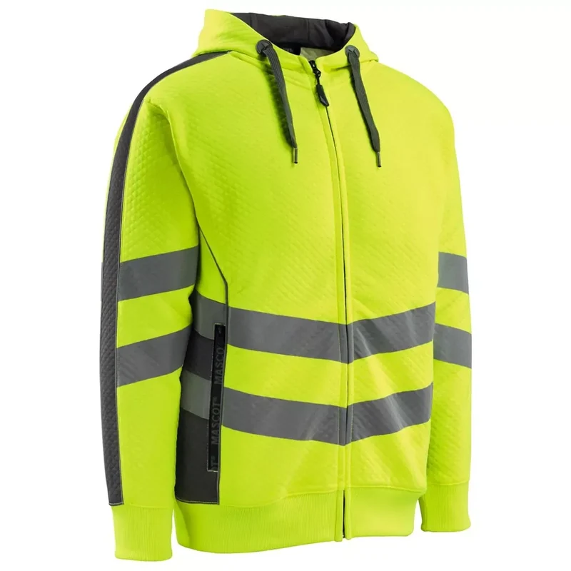 Warnschutz-Kapuzensweatshirt Corby, Farbe HiVis gelb/dunkelanth., Gr.4XL