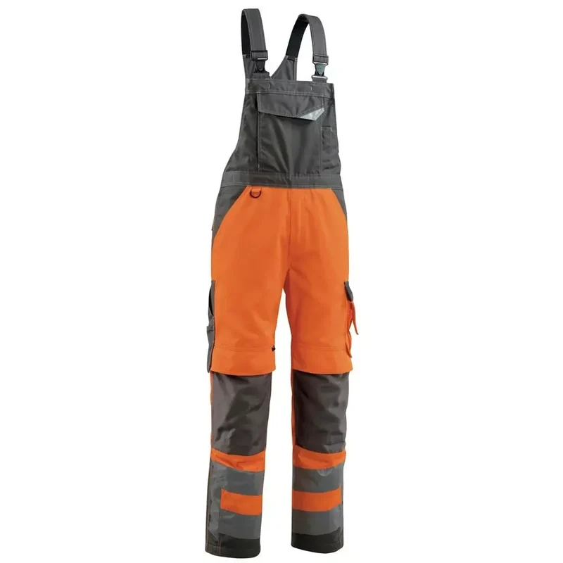 Warnschutz-Latzhose Newcastle, Farbe HiVis orange/dunkelant., Gr. 82C60