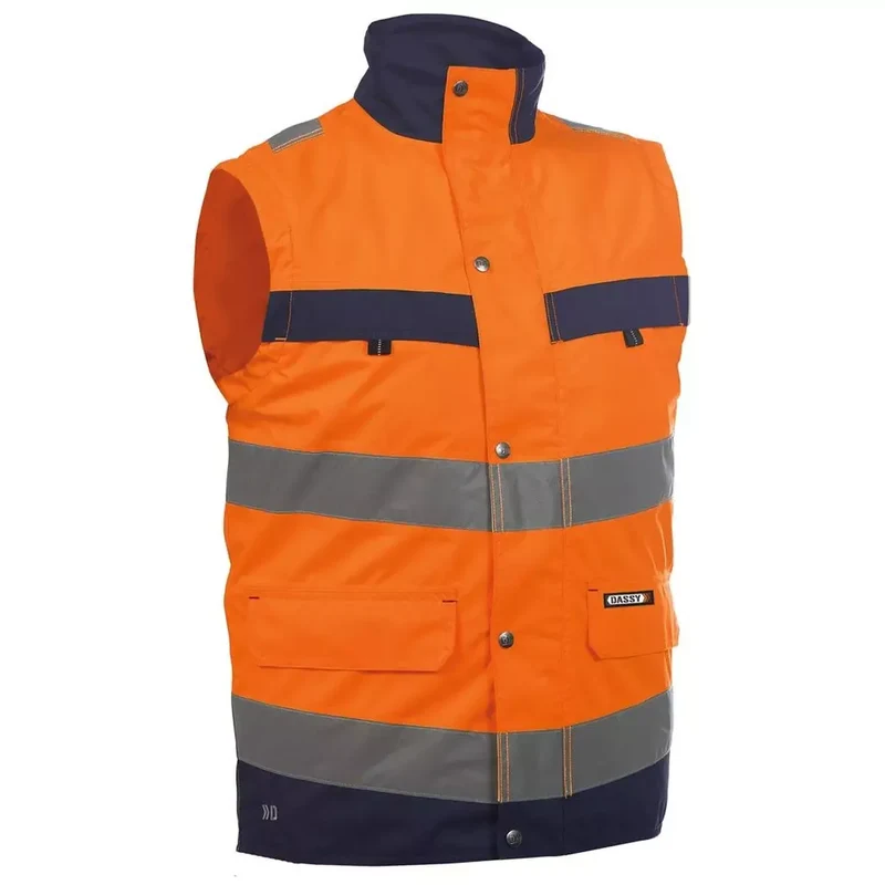 Warnschutz-Weste Bilbao, Farbe neonorange/dunkelblau, Gr. 3XL