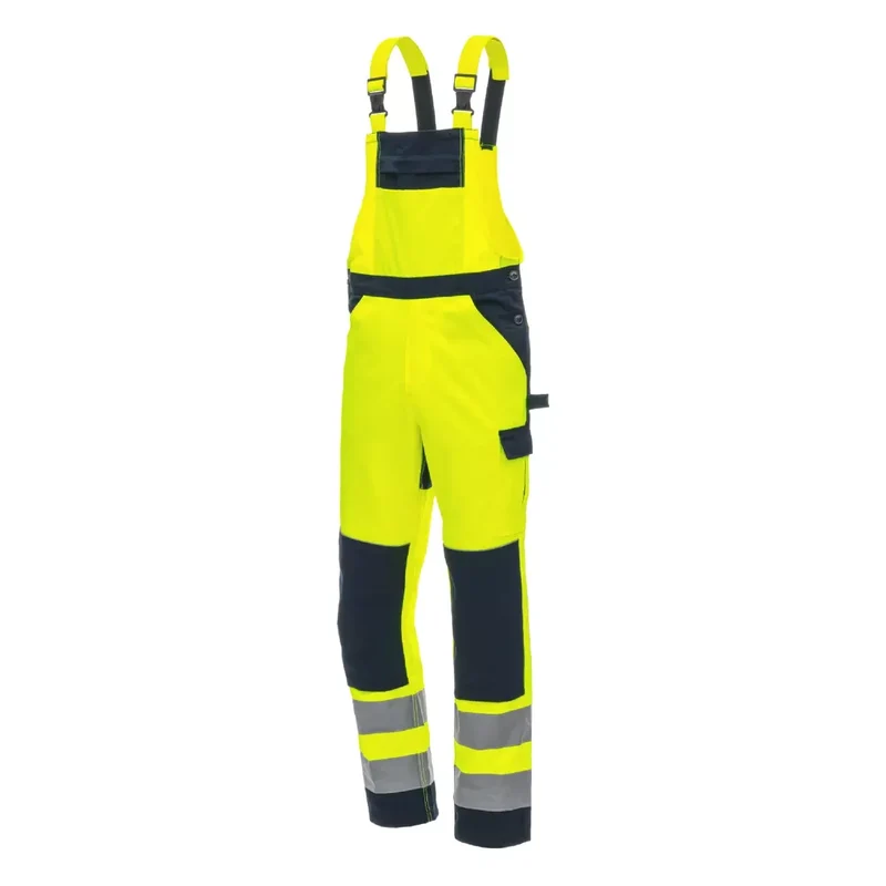 MOTION TEX VIZ, Warnschutz - Latzhose, neongelb/marineblau, Gr. 26