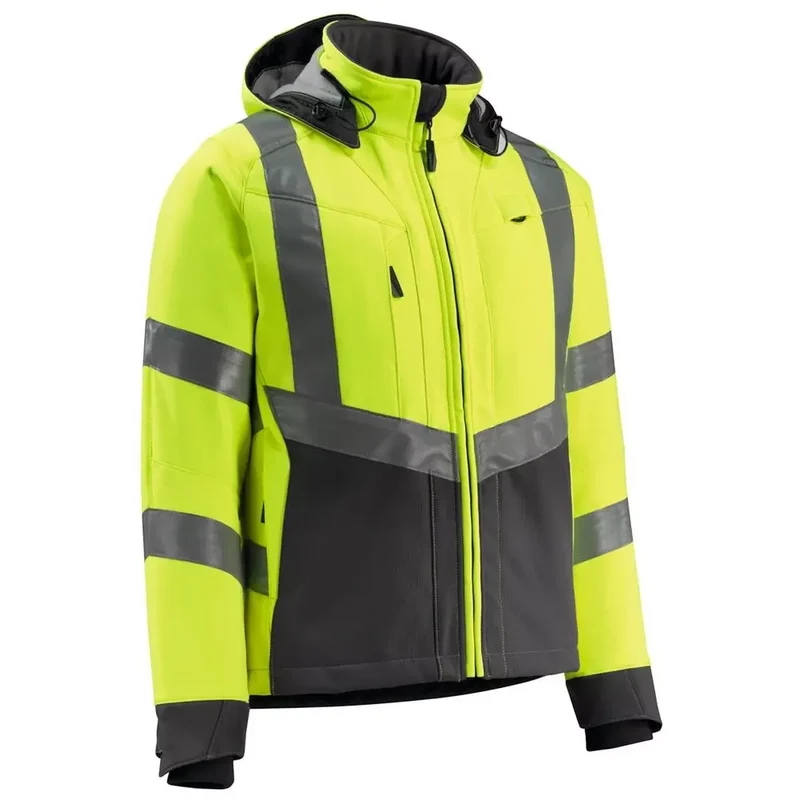 Warnschutz-Softshelljacken Blackpool, Farbe HiVis gelb/dunkelanth., Gr.3XL