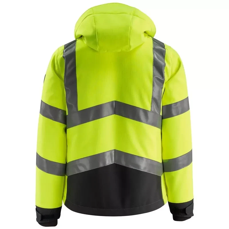 Warnschutz-Softshelljacken Blackpool, Farbe HiVis gelb/schwarzblau, Gr.3XL