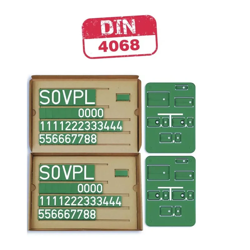 Schieberschild grün nach DIN 4068, Form B, H.200 x B.140 mm, Set von 2 Schilder inkl. Klick-Feldermaterial