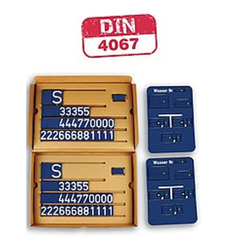 Schieberschild blau - Wasser Nr - nach DIN 4067, Form B, H.200 x B.140 mm, Set von 2 Schilder inkl. Klick-Feldermaterial