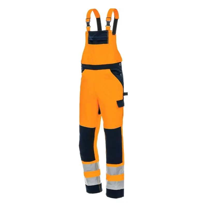 MOTION TEX VIZ, Warnschutz - Latzhose, neonorange/marineblau, Gr. 56